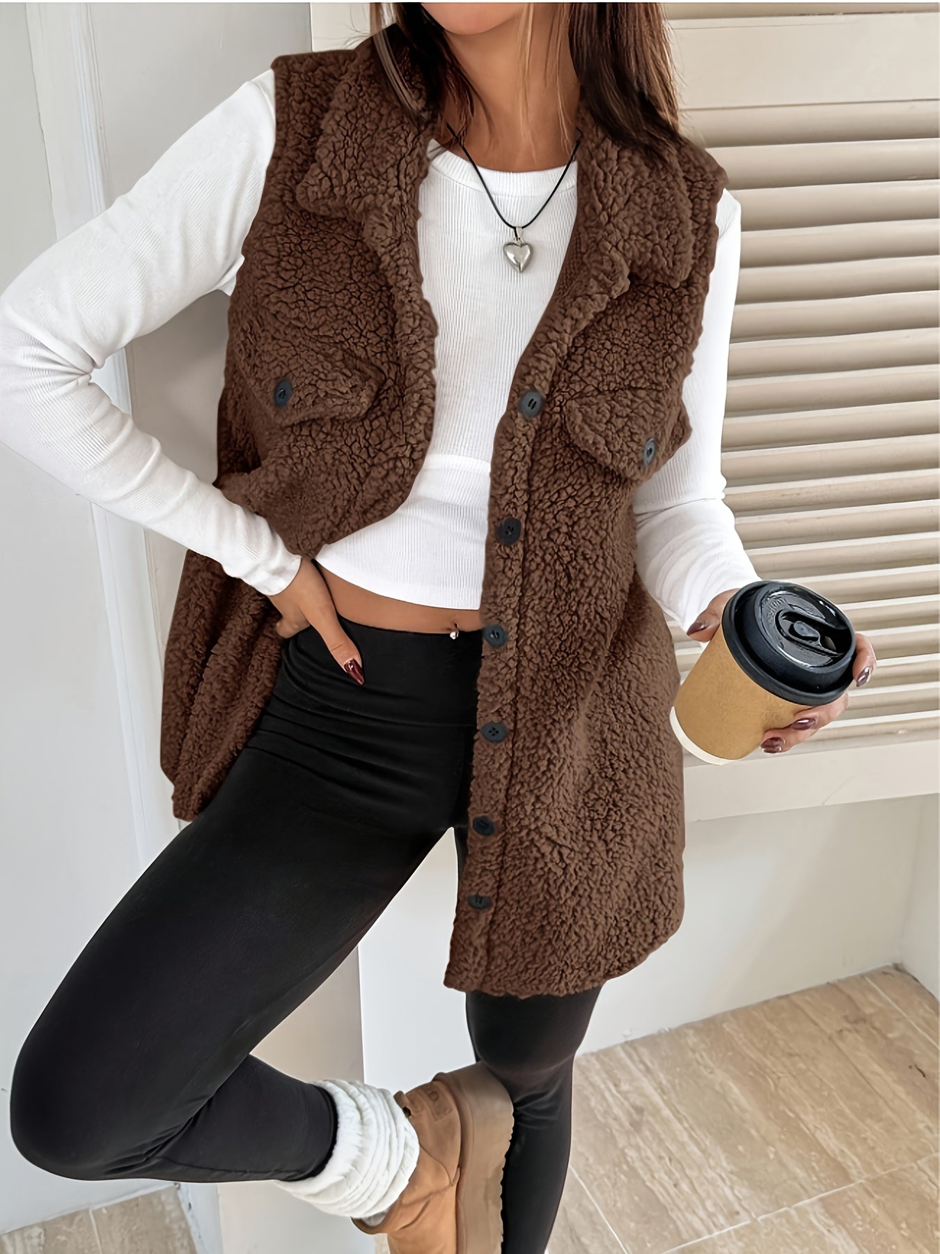Teddy Bodywarmer Dames – Lang model met zachte teddy stof