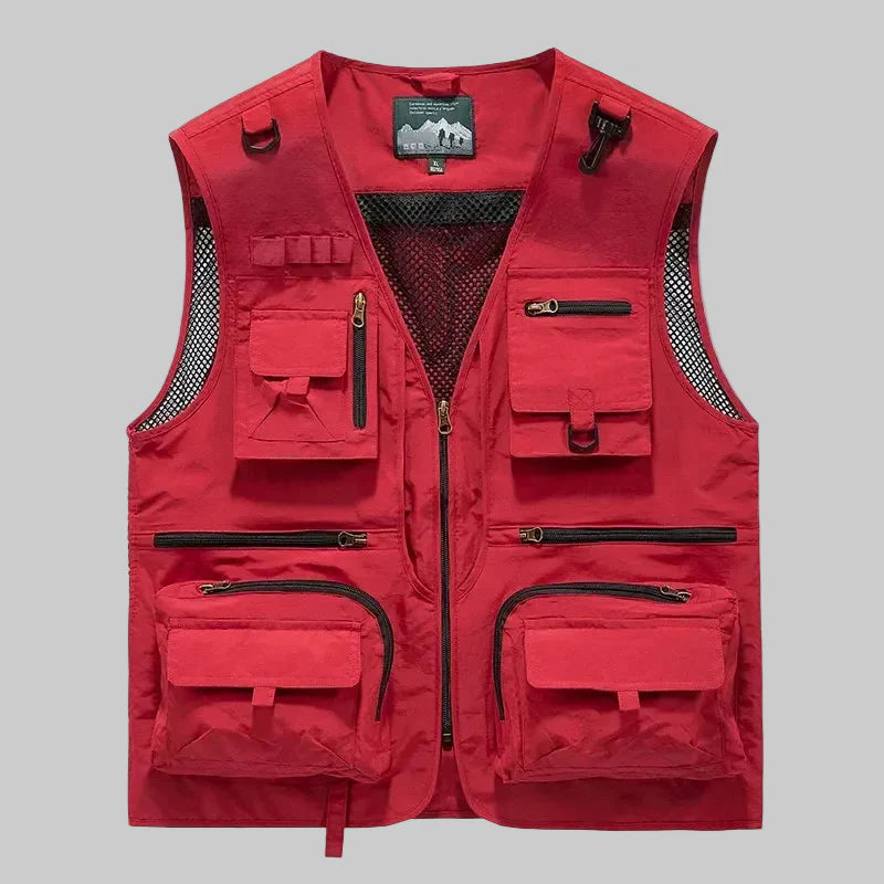 Heren Outdoor Vest met Meerdere Zakken – Sneldrogend Mesh voor Actief Gebruik