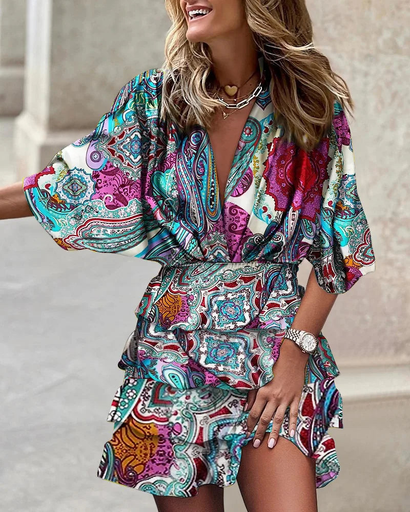 Mode Outlet | Stijlvolle Mini Jurk met Print – Vrouwelijk & Comfortabel