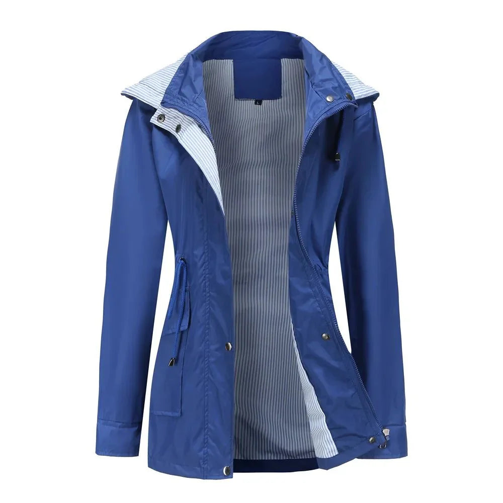Dames regenjas met capuchon – Licht en waterdicht