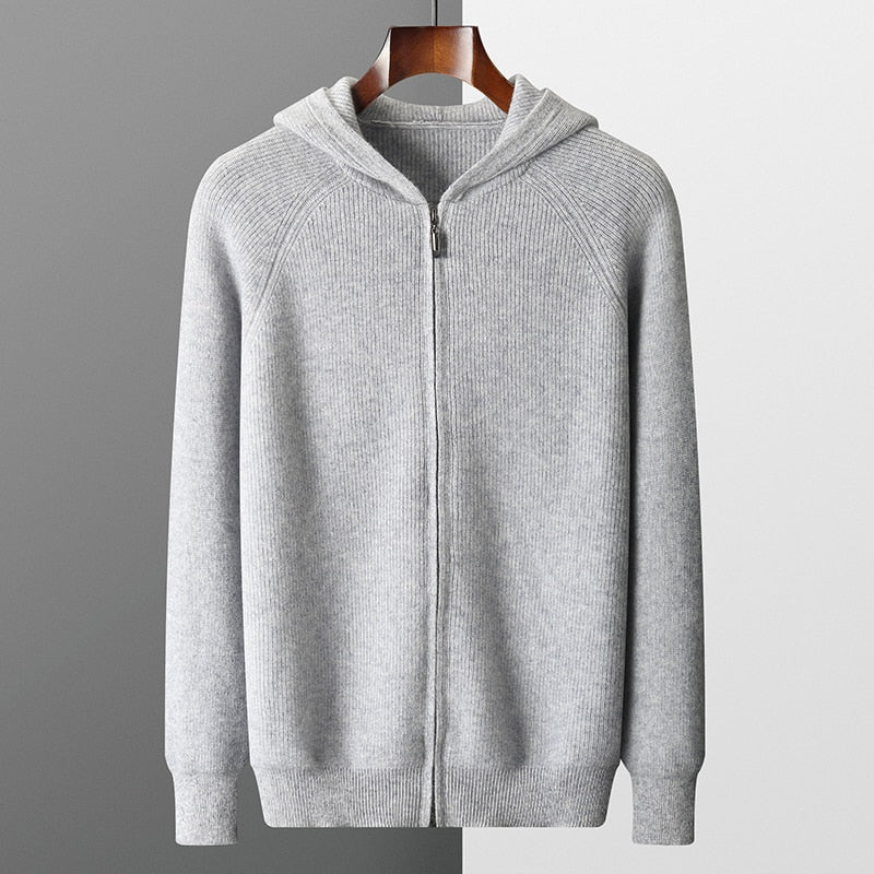 Heren Vest Gebreid – Met Capuchon en Ritssluiting