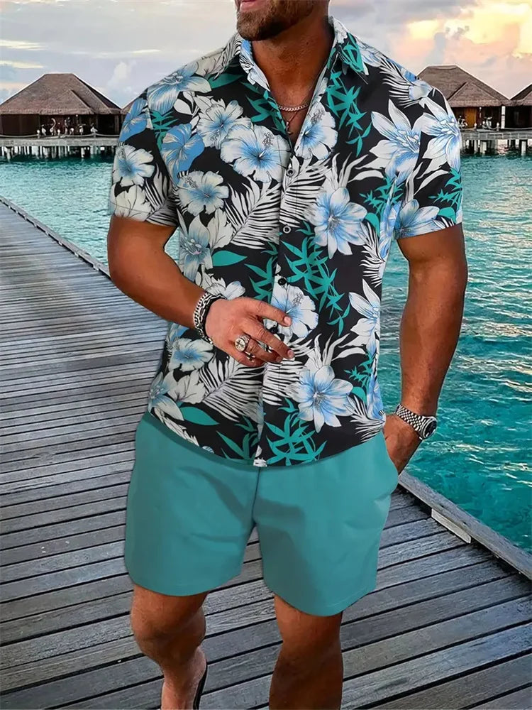 Variant image for Luca Men's Short Sleeve Shirt and Shorts Set-49