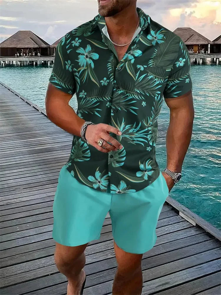 Variant image for Luca Men's Short Sleeve Shirt and Shorts Set-42