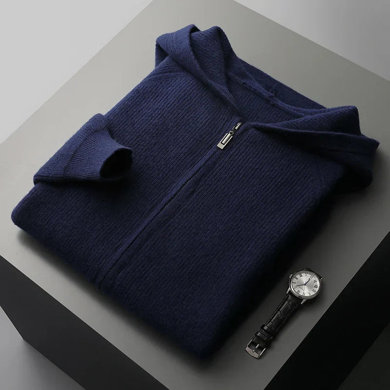 Heren Vest Gebreid – Met Capuchon en Ritssluiting