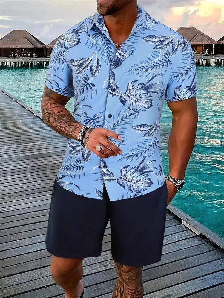 Luca Men's Short Sleeve Shirt and Shorts Set-4