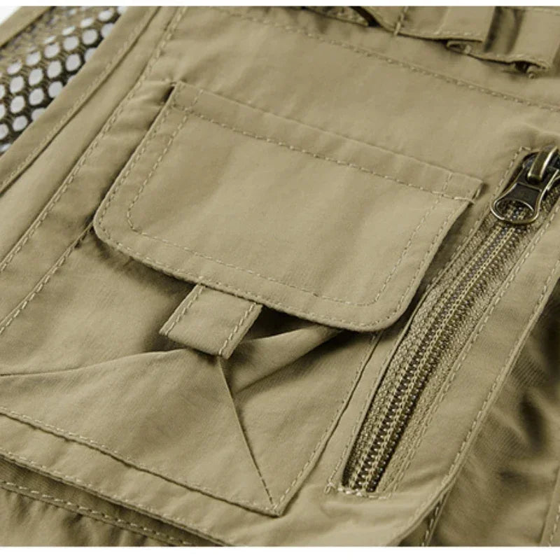Heren Outdoor Vest met Meerdere Zakken – Sneldrogend Mesh voor Actief Gebruik