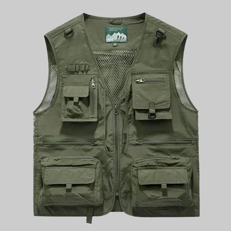 Heren Outdoor Vest met Meerdere Zakken – Sneldrogend Mesh voor Actief Gebruik