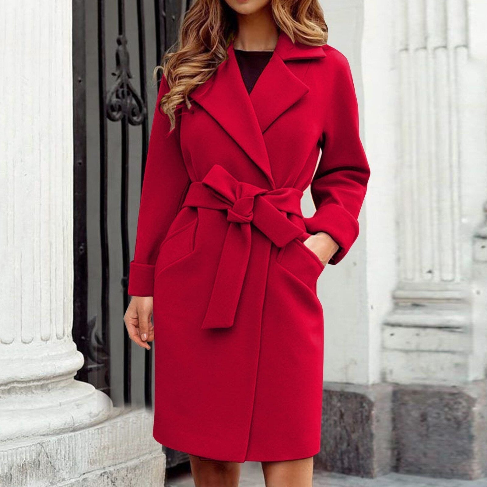 Dames Trenchcoat Lang – Winterjas met Knoopsluiting
