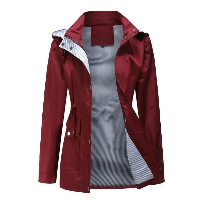 Dames regenjas met capuchon – Licht en waterdicht