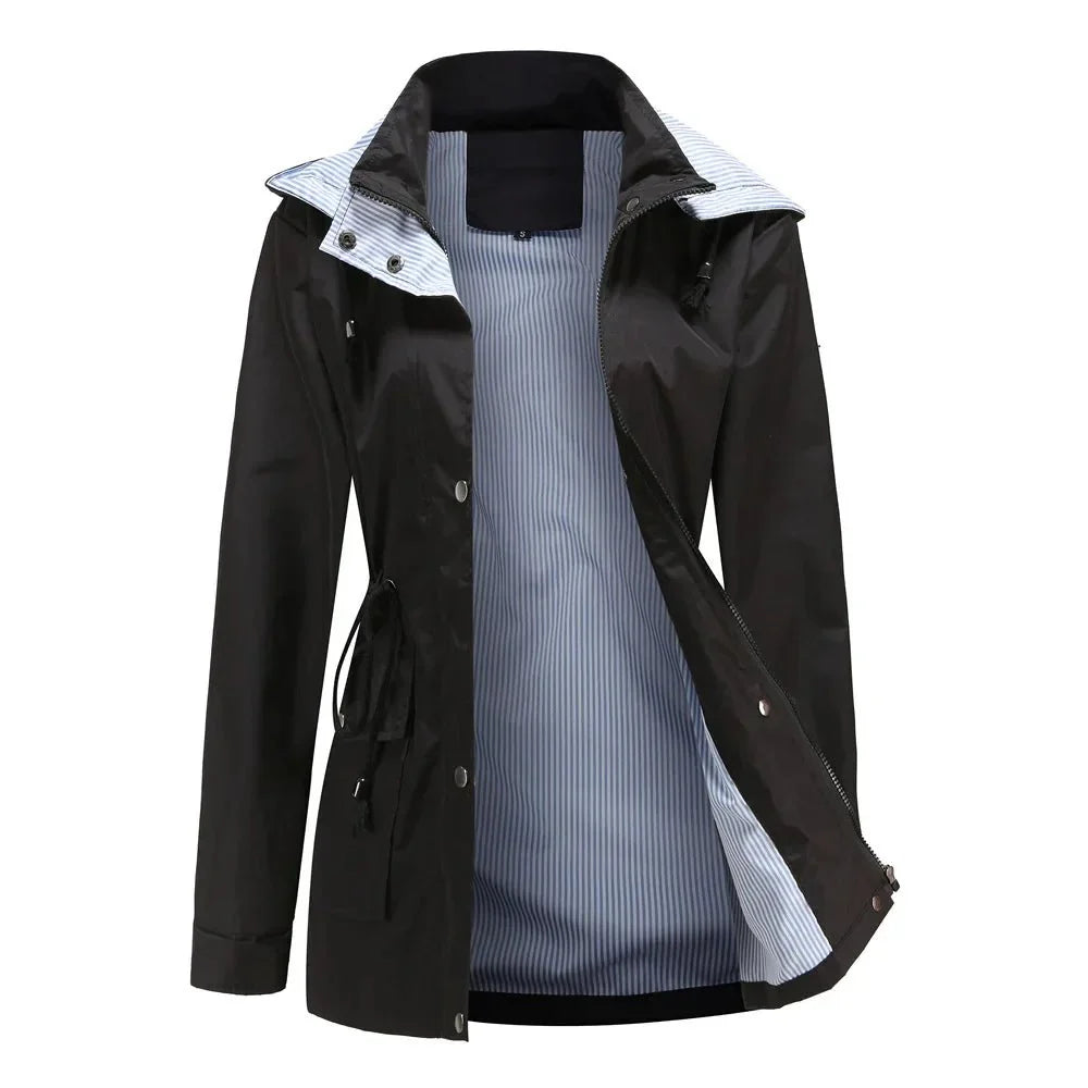 Dames regenjas met capuchon – Licht en waterdicht