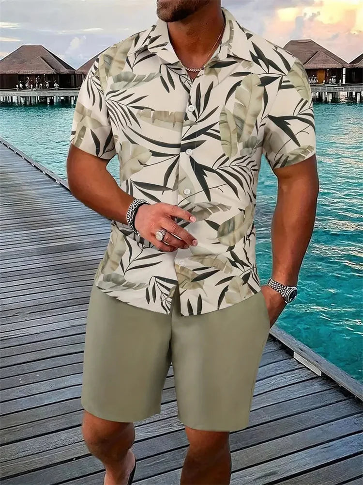Variant image for Luca Men's Short Sleeve Shirt and Shorts Set-9