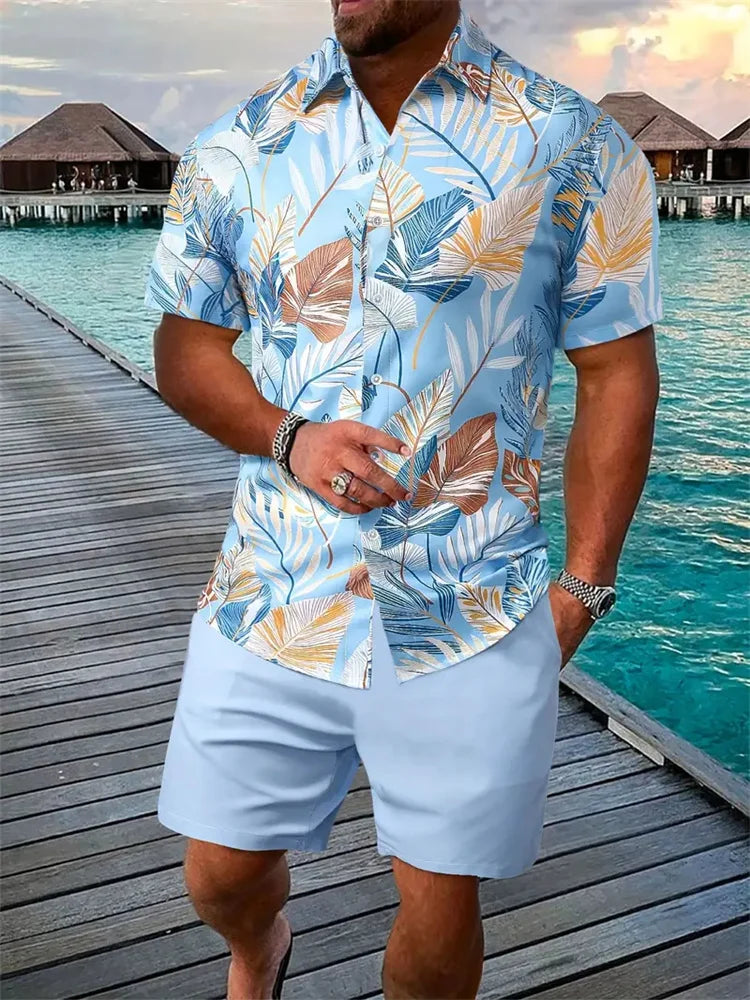 Variant image for Luca Men's Short Sleeve Shirt and Shorts Set-2