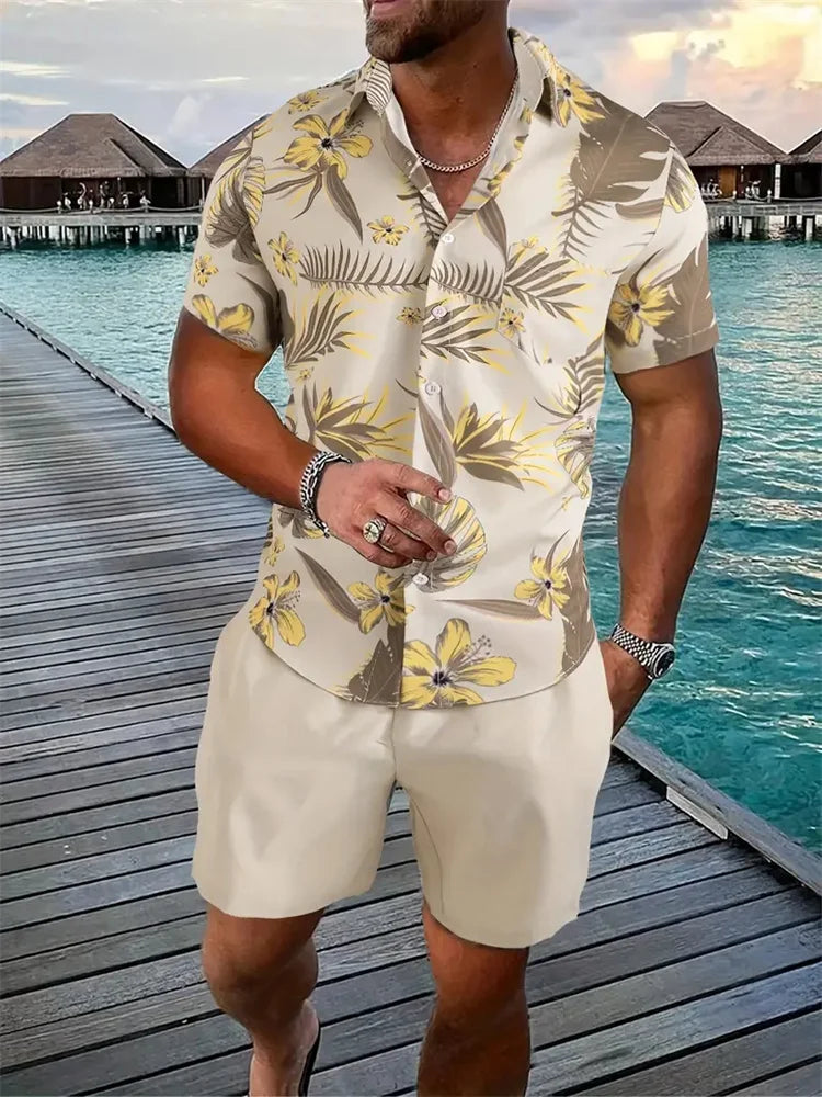 Variant image for Luca Men's Short Sleeve Shirt and Shorts Set-4