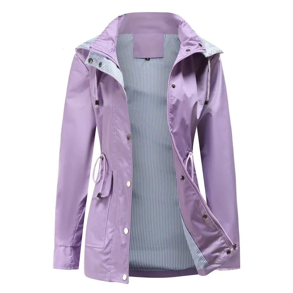 Dames regenjas met capuchon – Licht en waterdicht