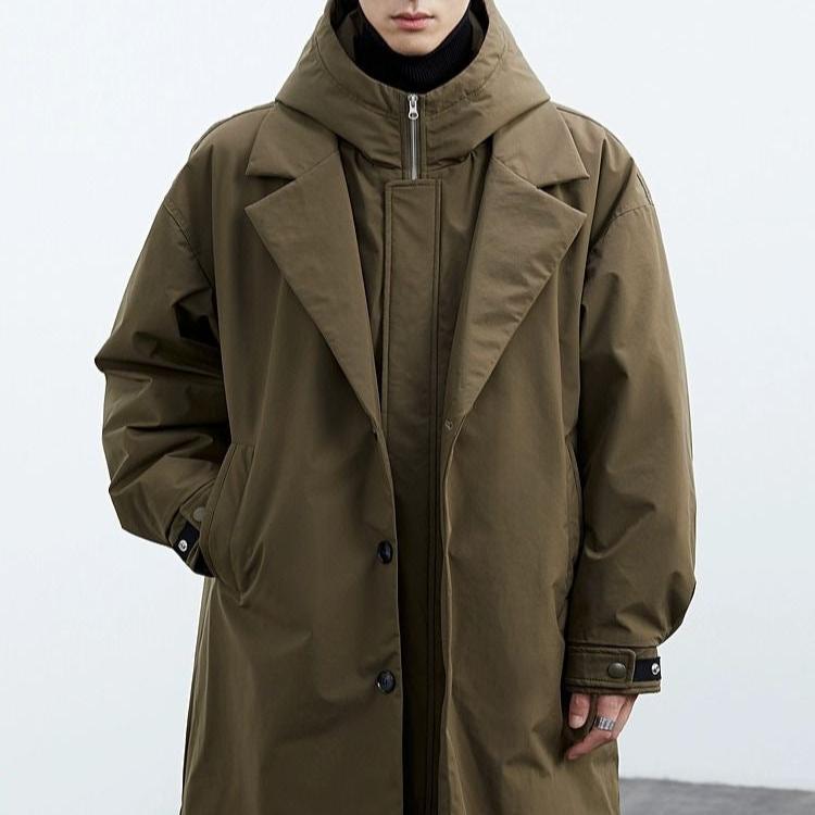 Heren Winterjas - Lange Trenchcoat met Capuchon
