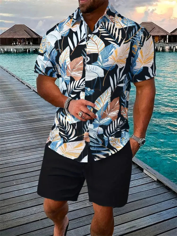 Variant image for Luca Men's Short Sleeve Shirt and Shorts Set-16