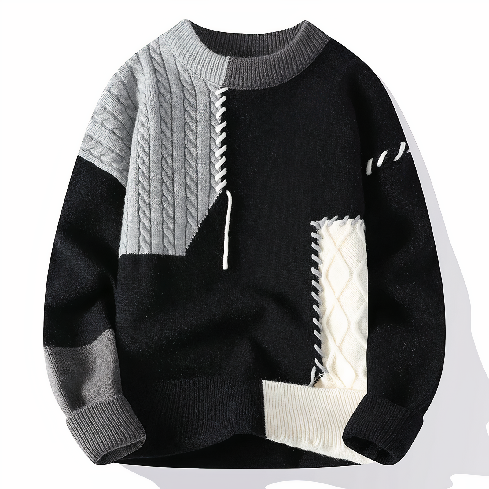 JULIAN | Stijlvolle Patchwork Sweater voor Heren – Uniek & Trendy