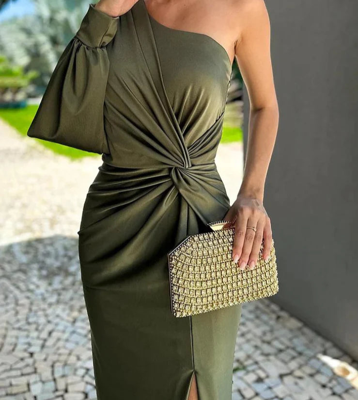 Mode Outlet | One Shoulder Lange Jurk – Elegant & Verfijnd