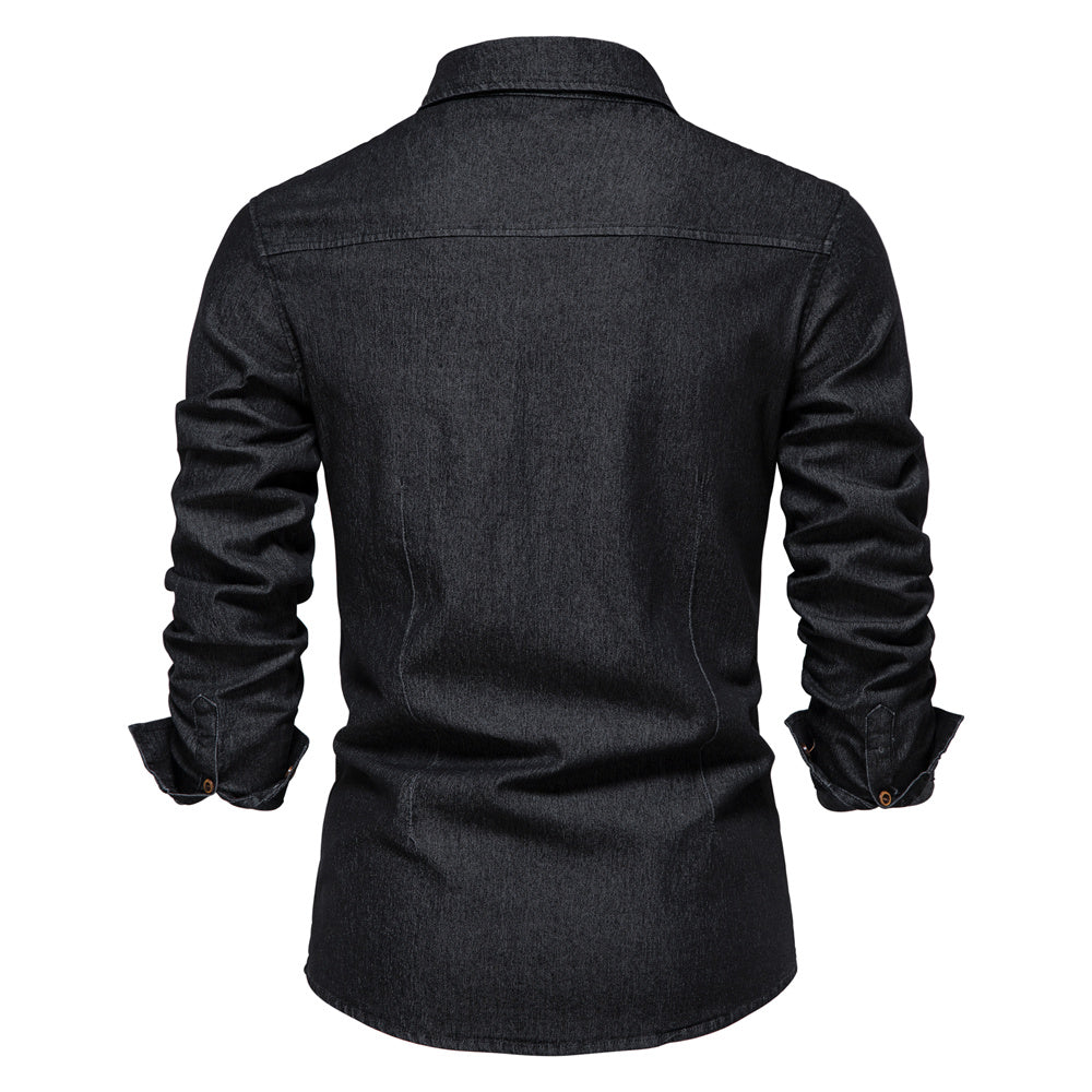 Mode Outlet | Elastisch Katoenen Denim Overhemd – Stijlvol & Comfortabel