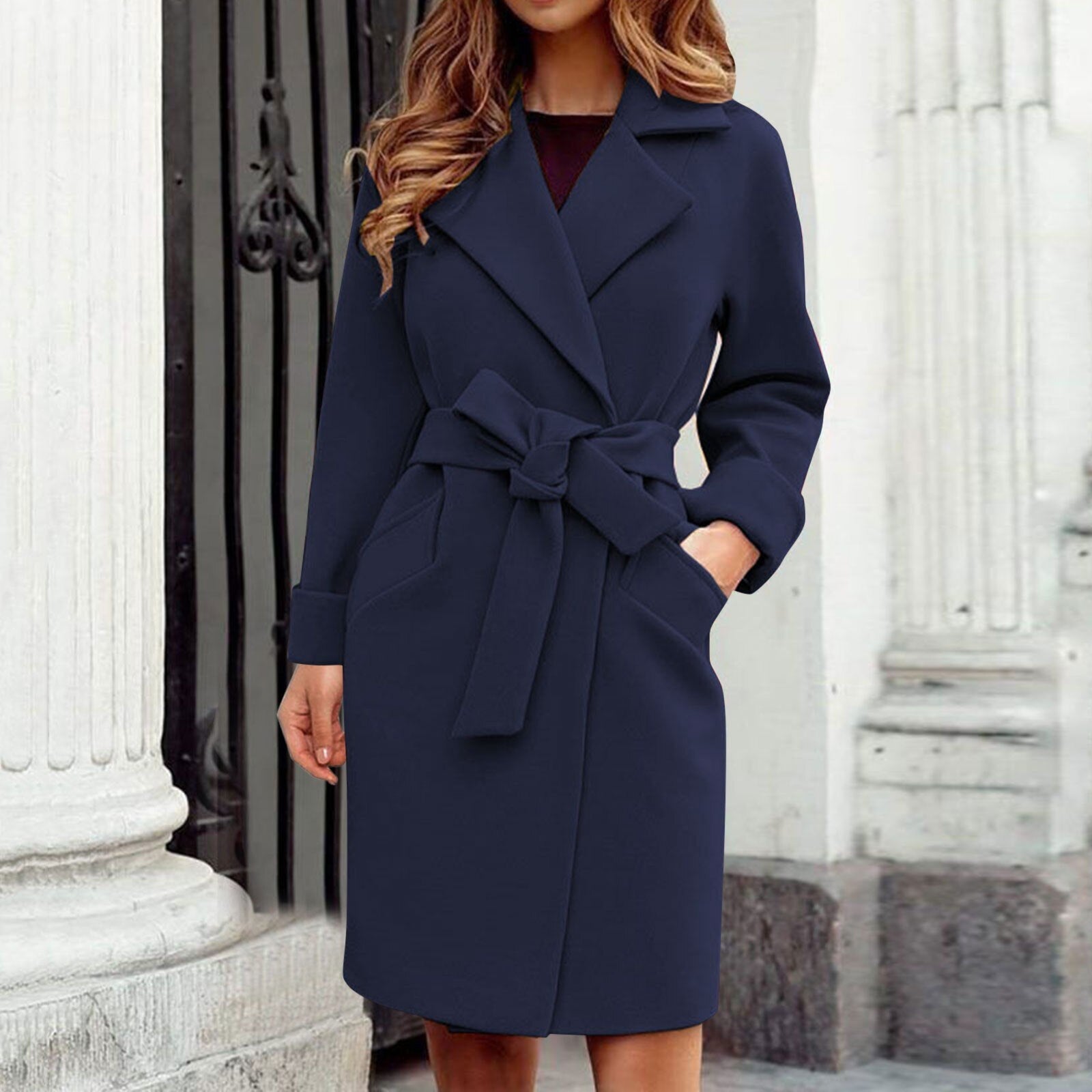 Dames Trenchcoat Lang – Winterjas met Knoopsluiting