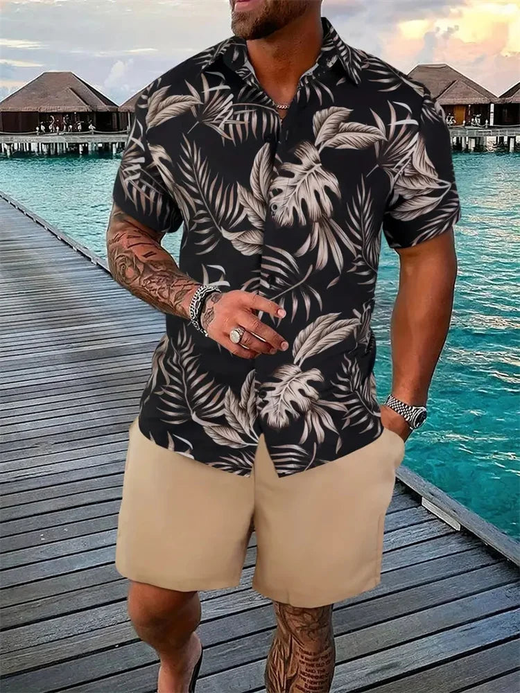 Variant image for Luca Men's Short Sleeve Shirt and Shorts Set-26