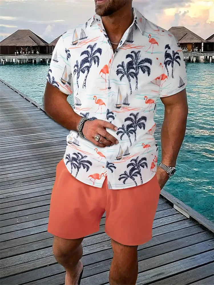 Variant image for Luca Men's Short Sleeve Shirt and Shorts Set-45