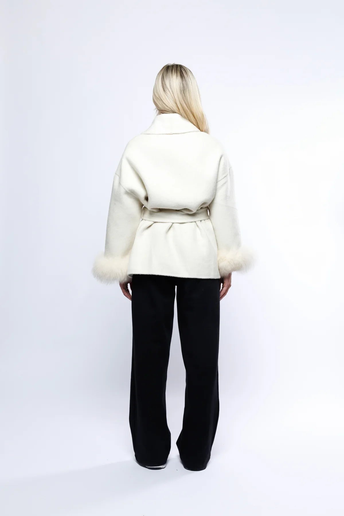 Dames Mantel – Overslag Model – Imitatiebont – Met Ceintuur