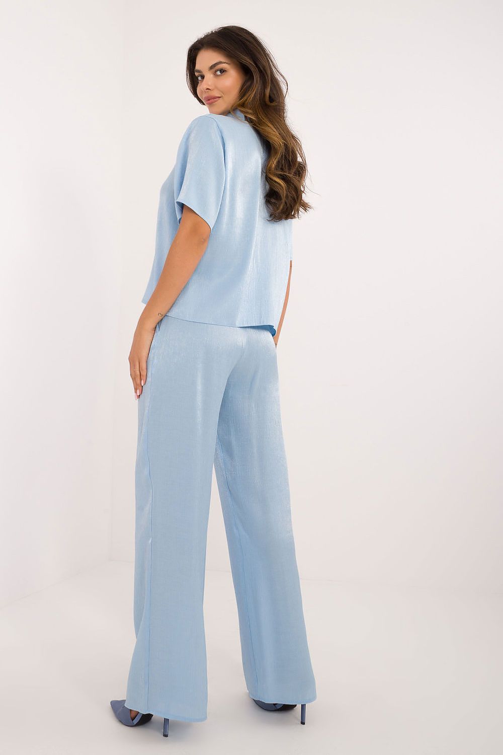 Noa - Luxe Satijnen Set met Blouse en Wijde Broek