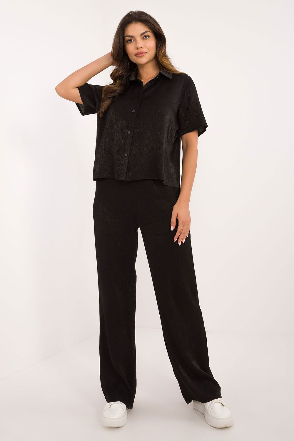 Noa - Luxe Satijnen Set met Blouse en Wijde Broek