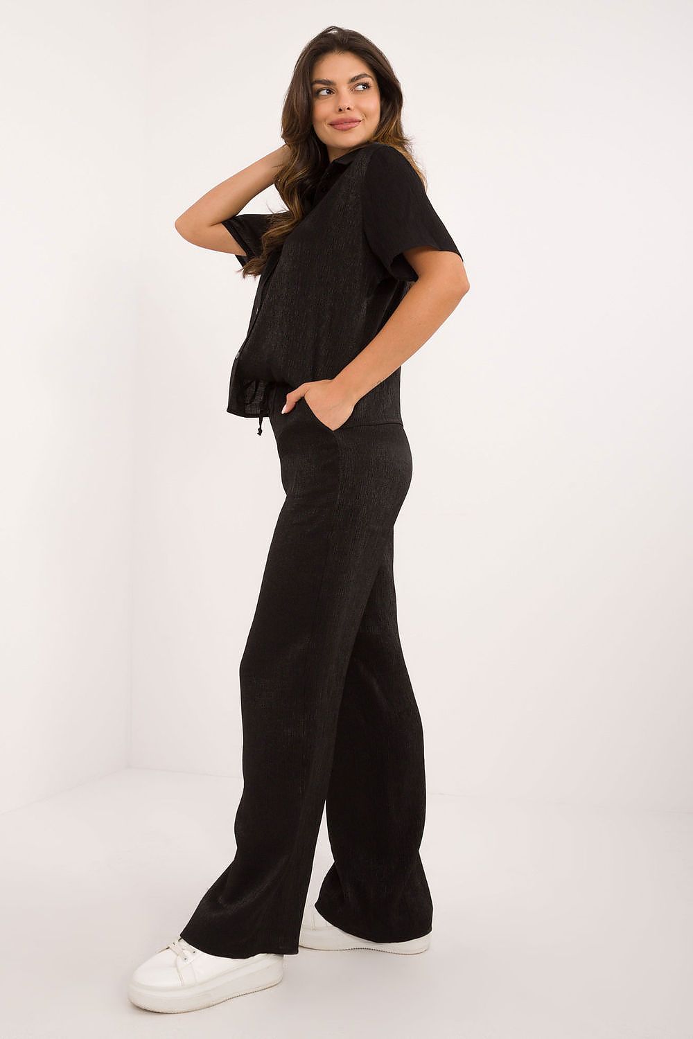Noa - Luxe Satijnen Set met Blouse en Wijde Broek