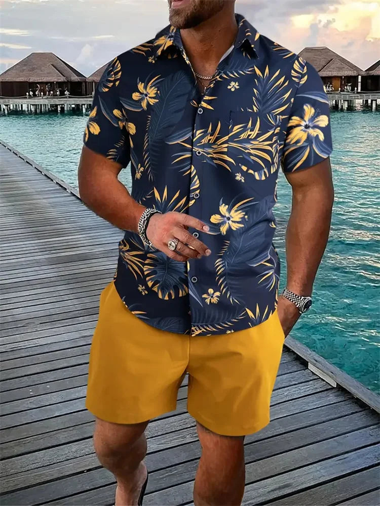 Variant image for Luca Men's Short Sleeve Shirt and Shorts Set-8
