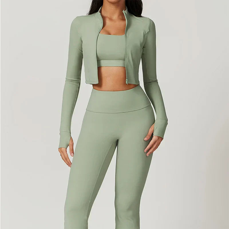 Sportset Dames 3-Delig | Legging, top en vest voor pilates en fitness