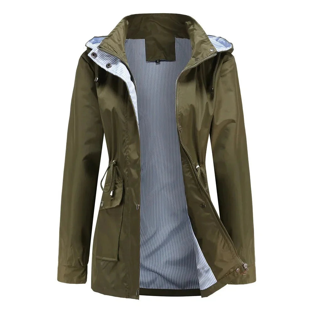 Dames regenjas met capuchon – Licht en waterdicht