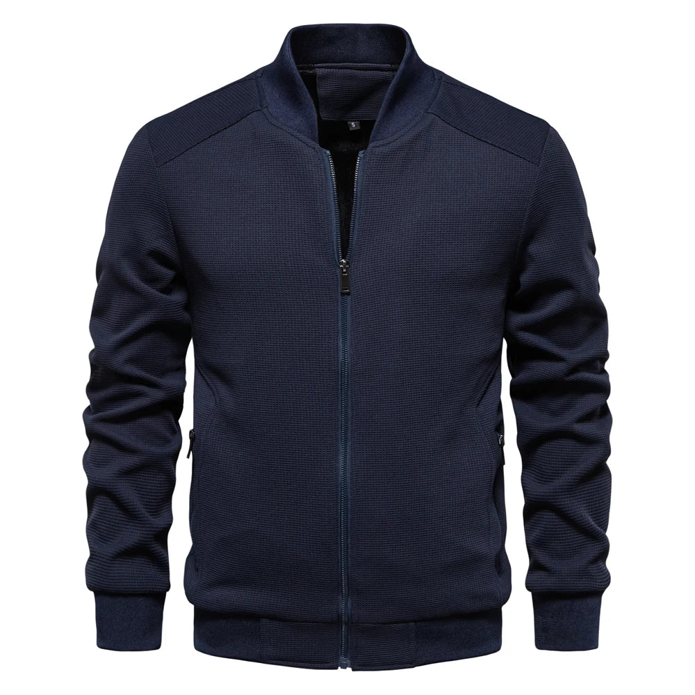 Liam Heren Leren Bomberjack met Moderne Pasvorm en Functionele Zakken-3