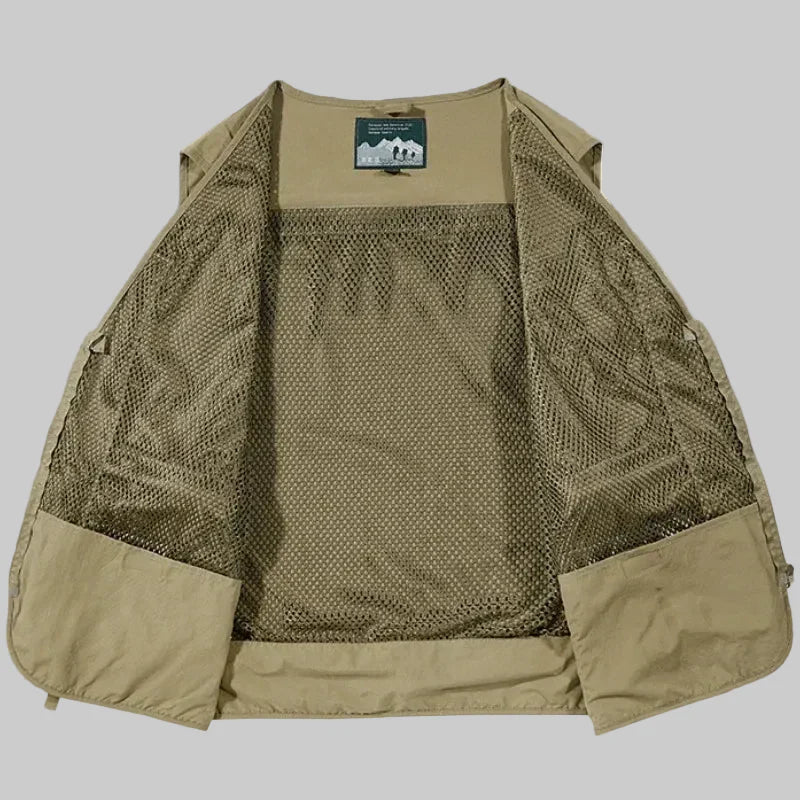 Heren Outdoor Vest met Meerdere Zakken – Sneldrogend Mesh voor Actief Gebruik