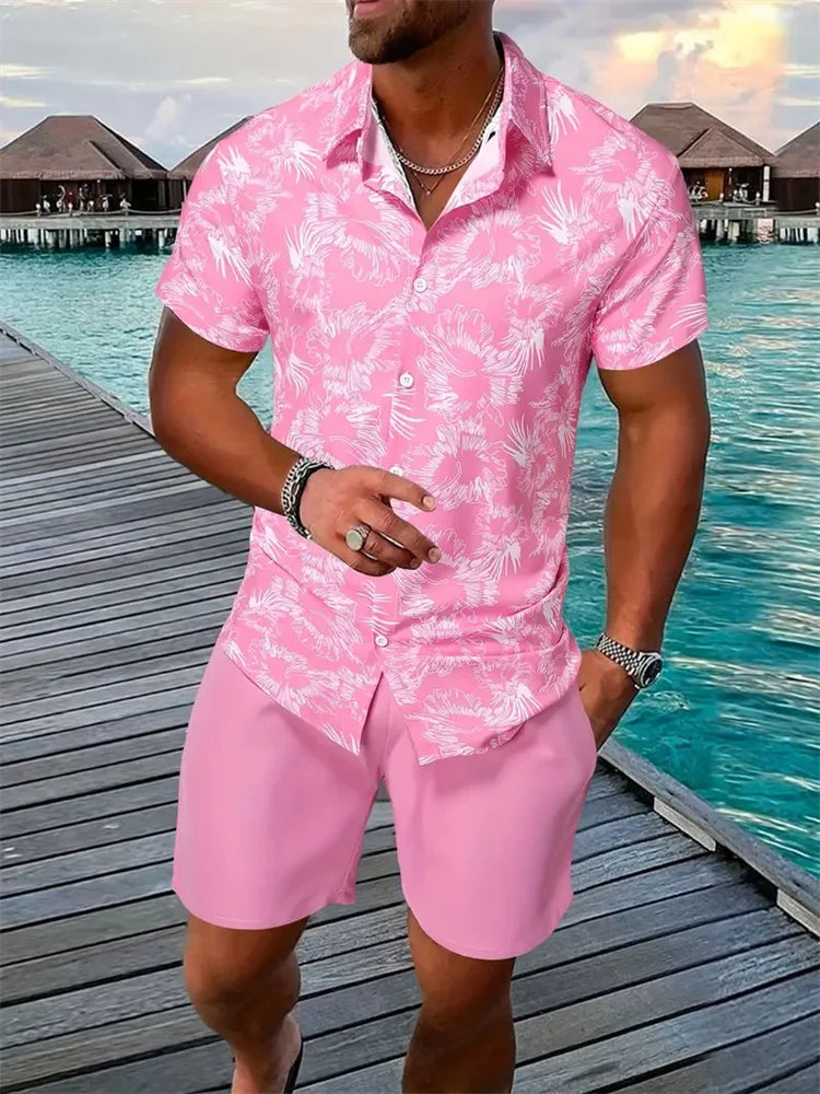 Variant image for Luca Men's Short Sleeve Shirt and Shorts Set-13