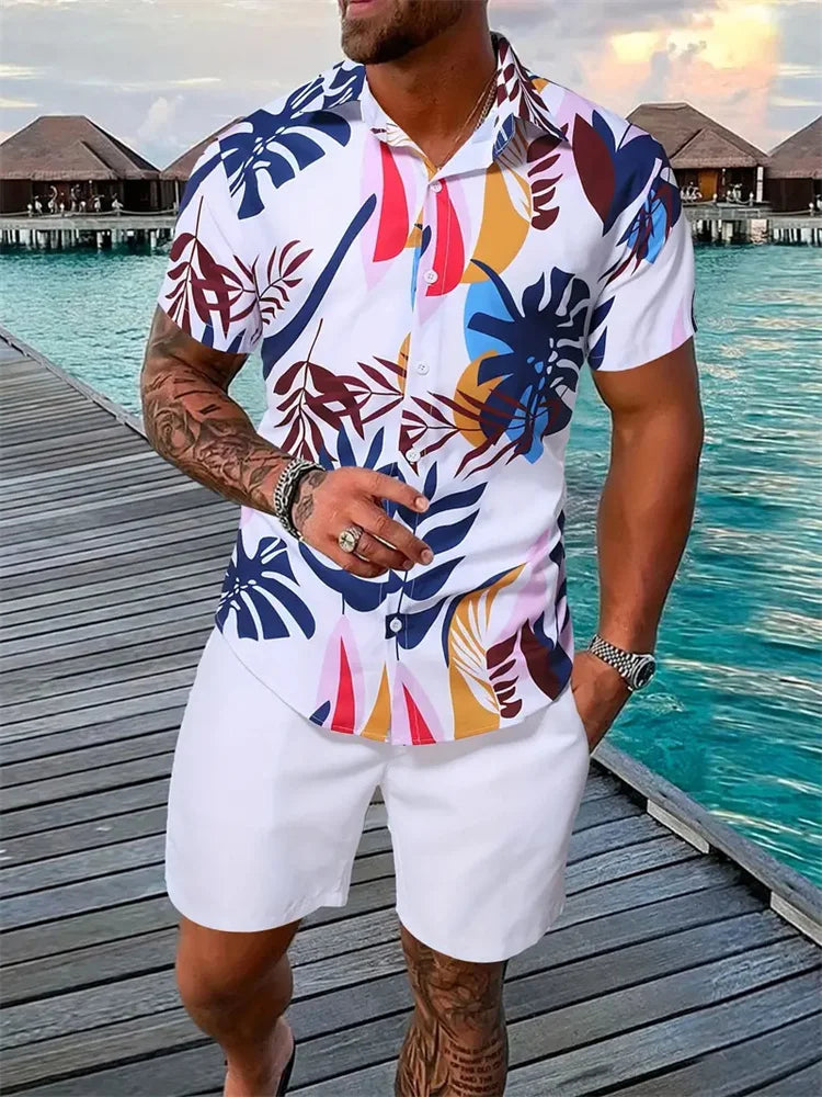 Variant image for Luca Men's Short Sleeve Shirt and Shorts Set-43