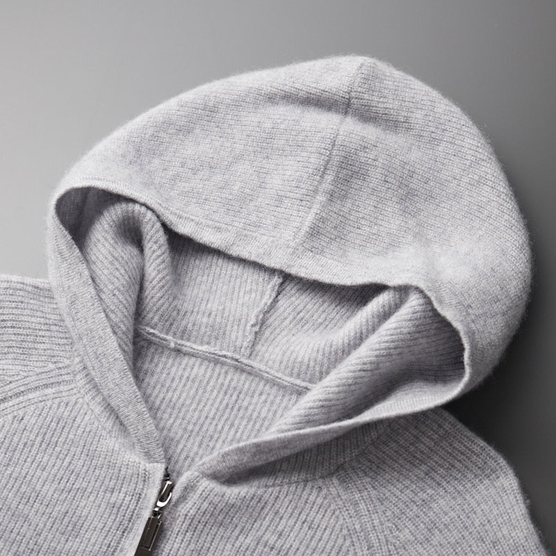 Heren Vest Gebreid – Met Capuchon en Ritssluiting