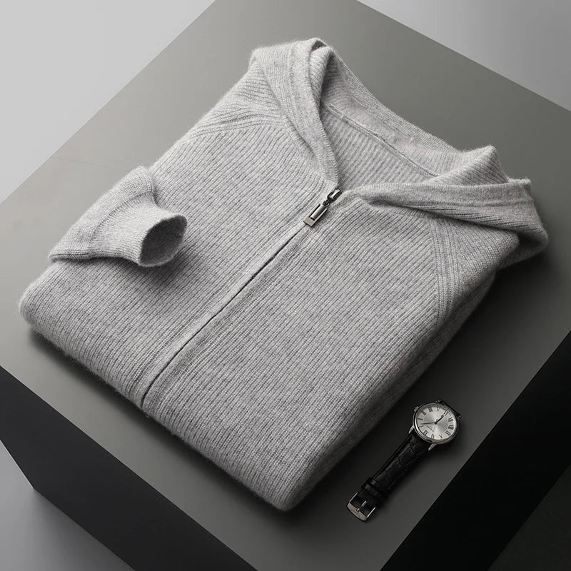 Heren Vest Gebreid – Met Capuchon en Ritssluiting