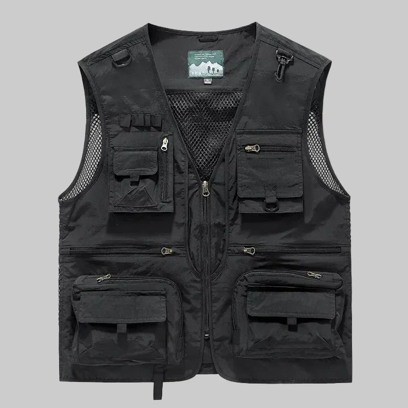 Heren Outdoor Vest met Meerdere Zakken – Sneldrogend Mesh voor Actief Gebruik