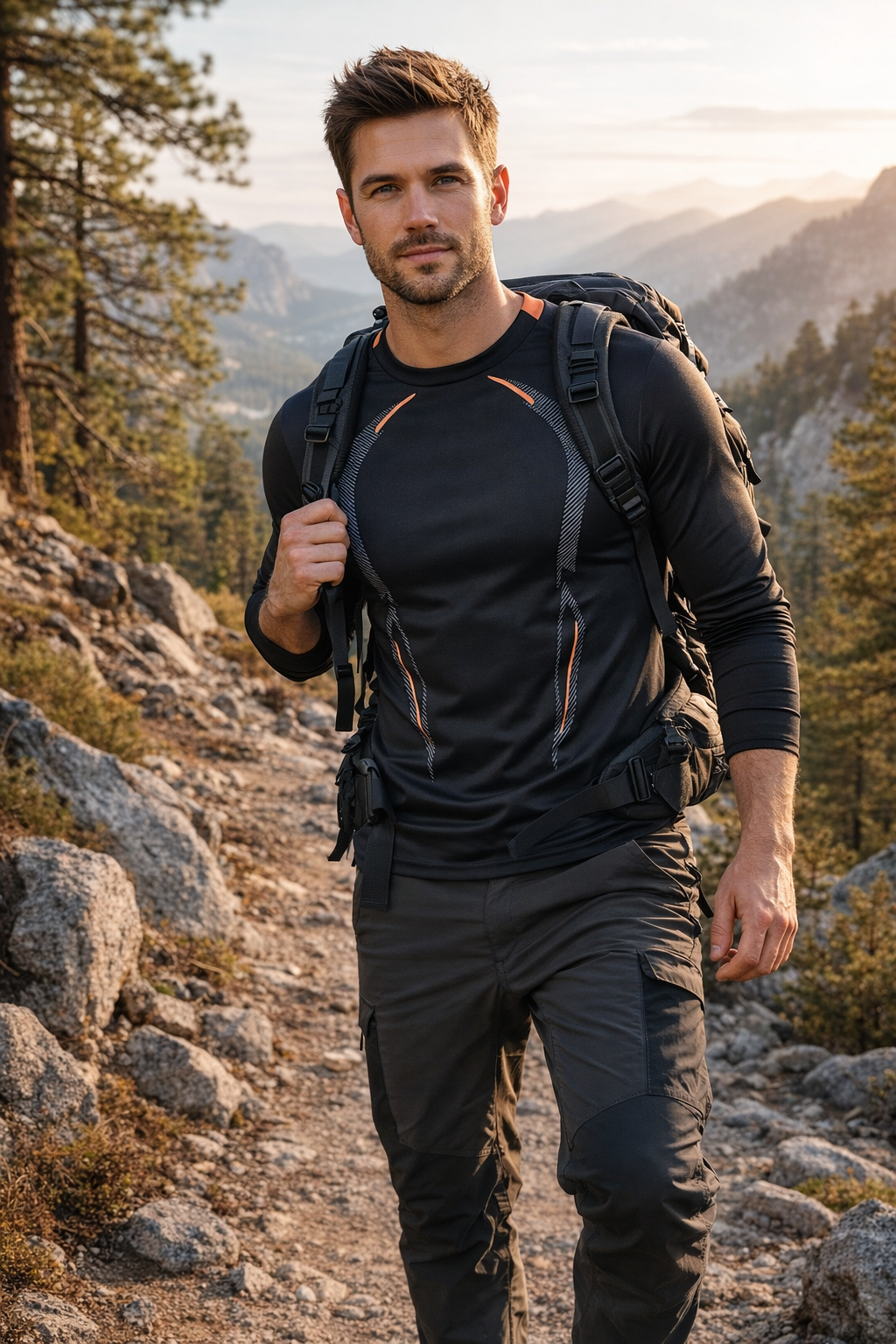 Heren Ademend Outdoor T-Shirt met Lange Mouwen – Lichtgewicht Trail Layer