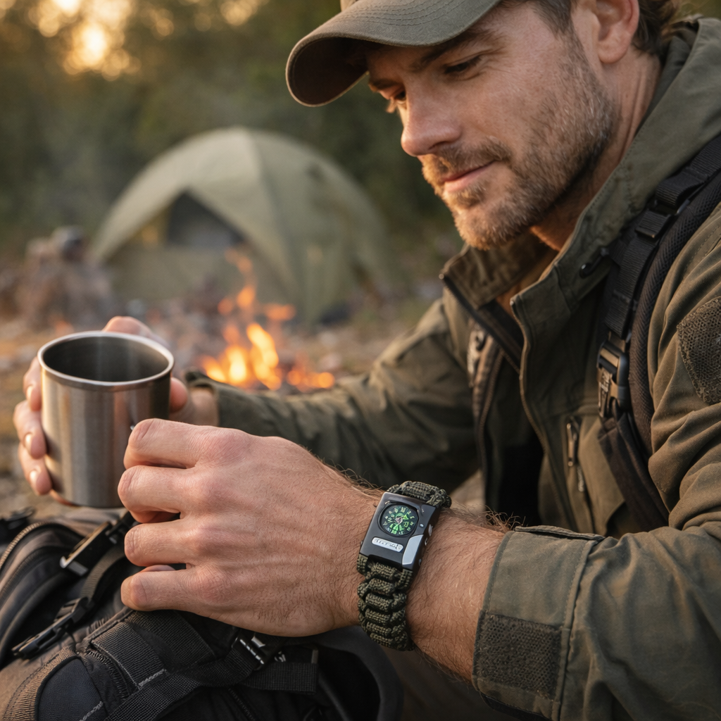 Paracord Survival Armband – Kompas en Compact Mes Gereedschap