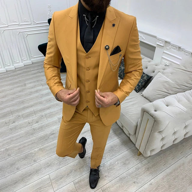Heren Slim Fit Pak – 3-Delig Business Kostuum Voor Zakelijke Gelegenheden