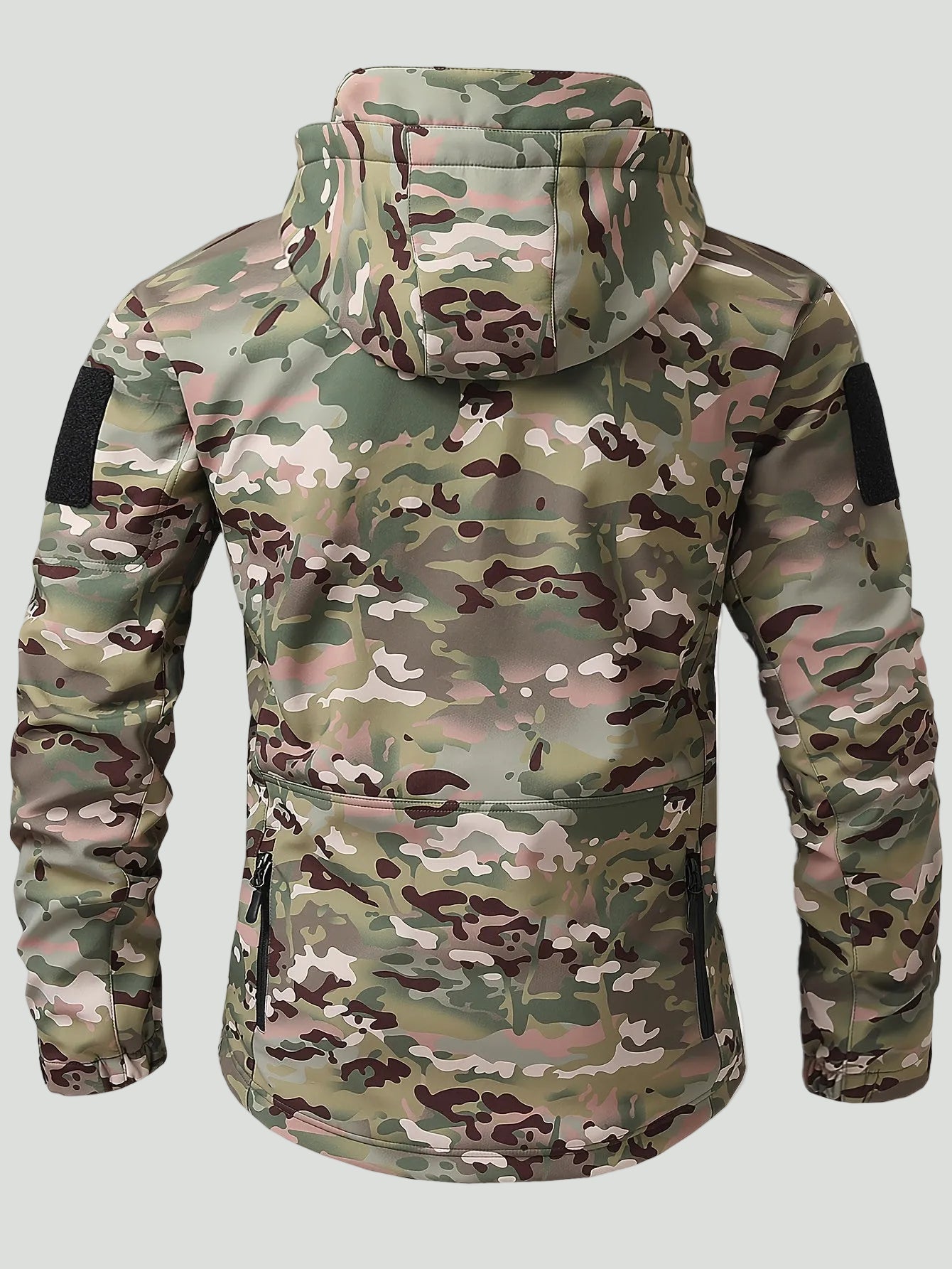 Camouflage Softshell Jas voor Heren – Outdoor Laag met Capuchon voor Koud Weer