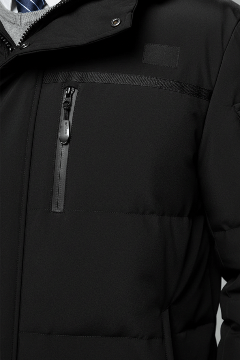 Heren Lange Jas met Capuchon en Verzorgde, Moderne Uitstraling