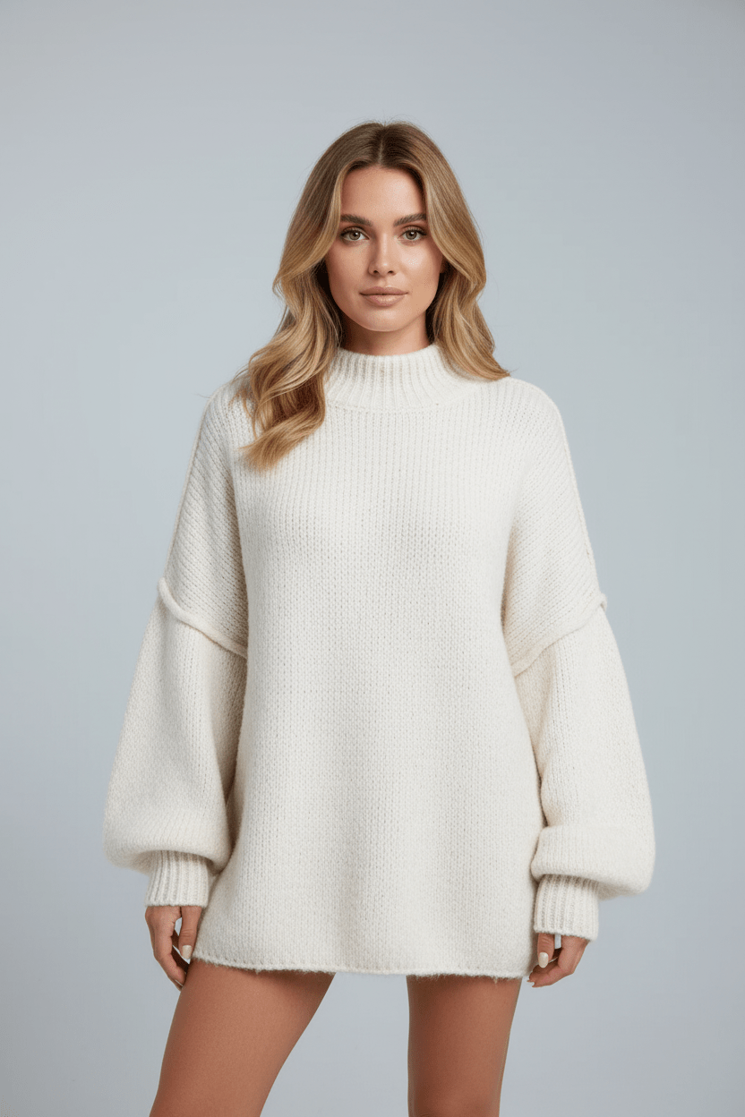 Dames Oversized Trui met Ballonmouwen | Comfortabel, Lang & Casual Elegant