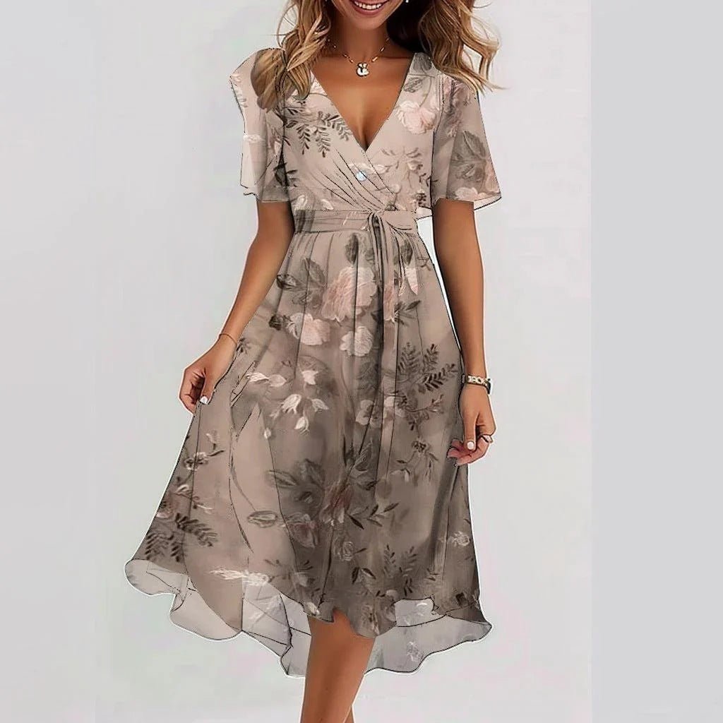 Bloemenprint chiffon midi-jurk – Luchtig en vrouwelijk