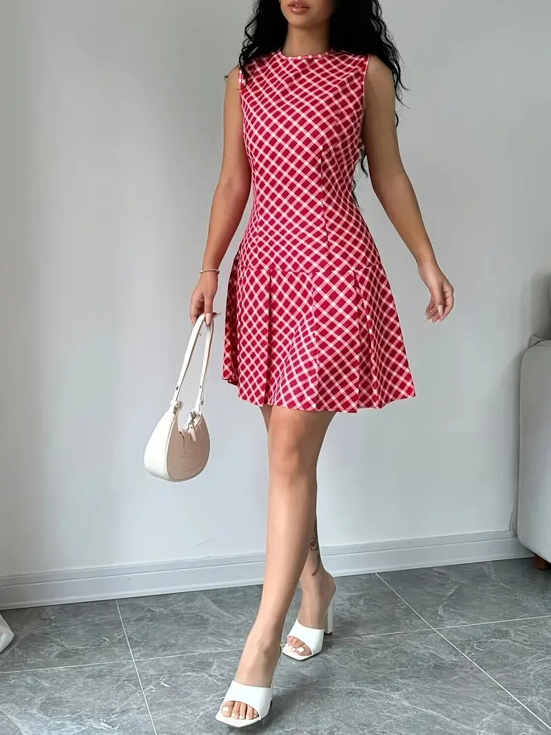 Mode Outlet | Stijlvolle Mouwloze Jurk met Plooien – Tijdloze Elegantie