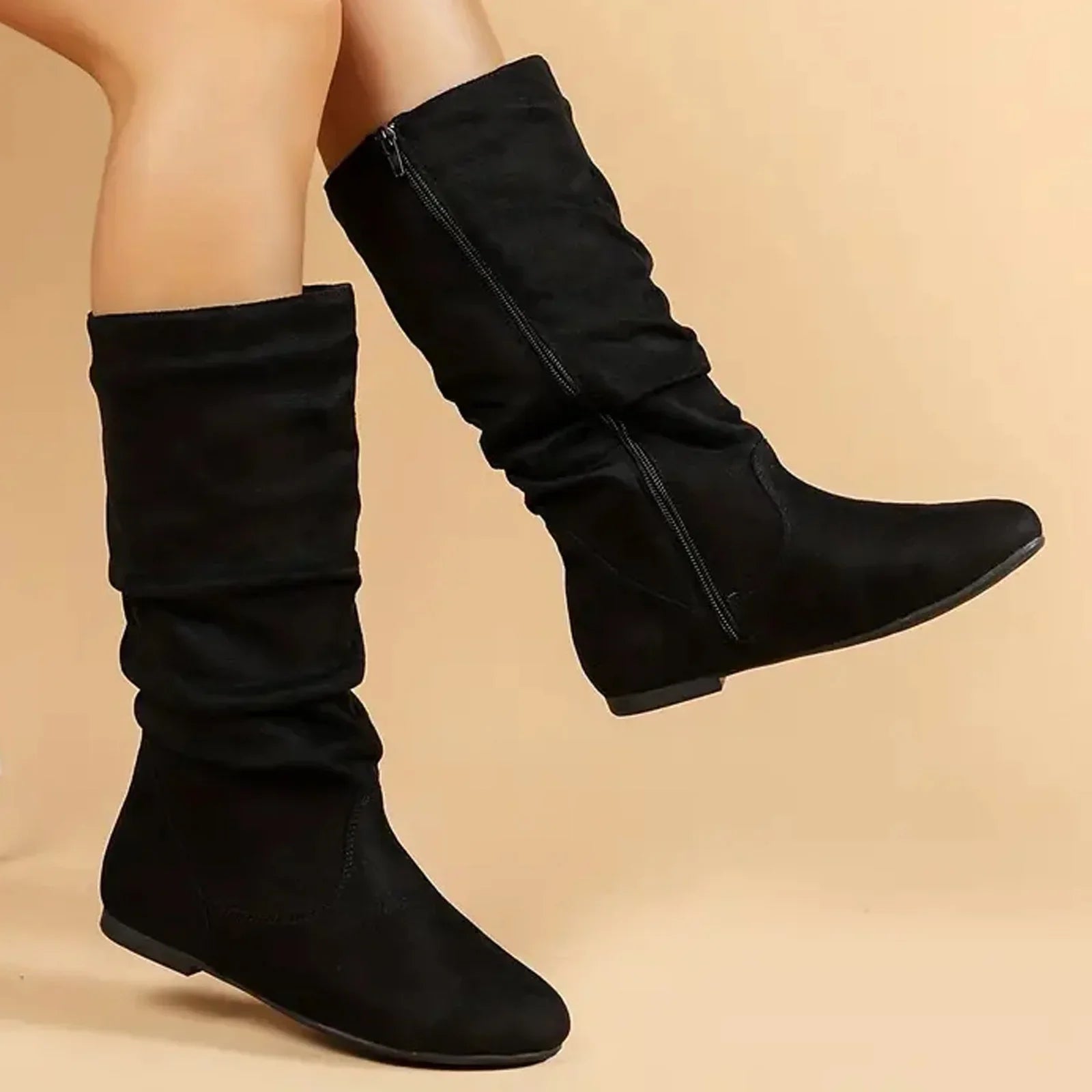 Elara | Hoge Dameslaarzen met Platte Zool – Elegant, Tijdloos & Comfortabel