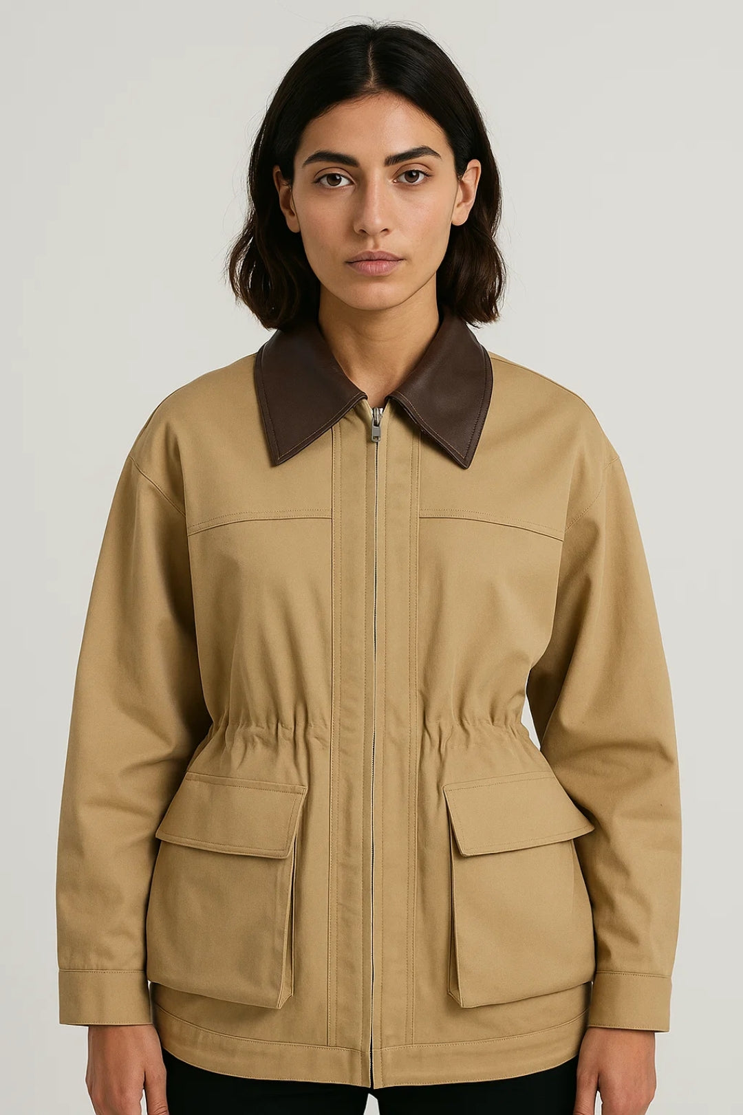 Dames Barn Jacket – Tijdloze jas met moderne kraag en zakken
